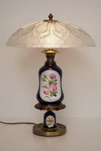 Herrliche Jugendstil Porzellan Tischleuchte Schreibtischlampe Unikat