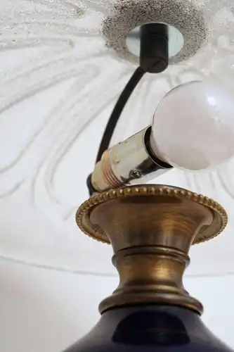 Herrliche Jugendstil Porzellan Tischleuchte Schreibtischlampe Unikat