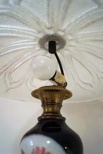 Herrliche Jugendstil Porzellan Tischleuchte Schreibtischlampe Unikat
