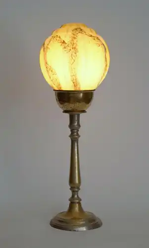 Original Art Deco Messinglampe "LA LUNE" Tischleuchte 1930