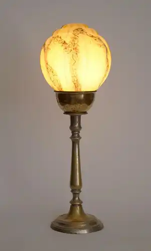 Original Art Deco Messinglampe "LA LUNE" Tischleuchte 1930