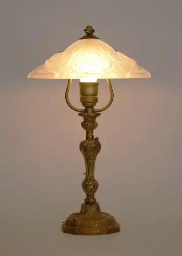 Wunderschöne original Jugendstil Messinglampe "GOLDEN ROSE" Tischleuchte 1920