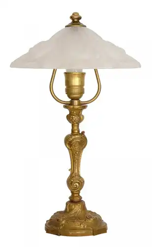 Wunderschöne original Jugendstil Messinglampe "GOLDEN ROSE" Tischleuchte 1920