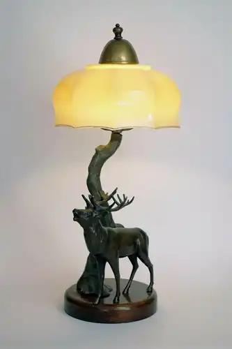 Art Deco Lampe Schreibtischleuchte "DEER HUNTER" Tischlampe 1930er Leuchte