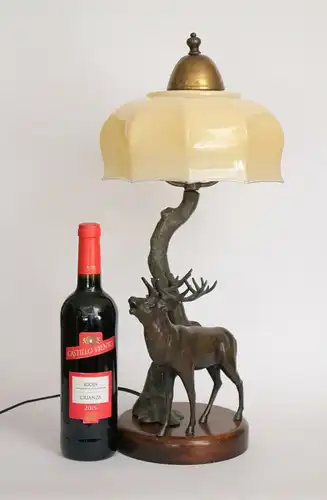 Art Deco Lampe Schreibtischleuchte "DEER HUNTER" Tischlampe 1930er Leuchte