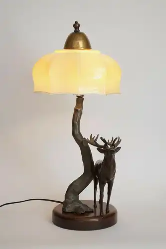 Art Deco Lampe Schreibtischleuchte "DEER HUNTER" Tischlampe 1930er Leuchte
