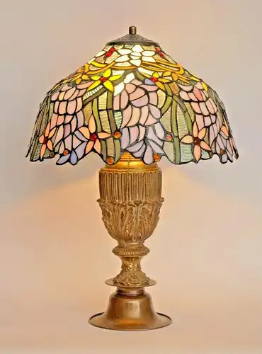 Jugendstil Tiffany Lampe "RAIN FORREST" Schreibtischlampe Sammler Leuchte Unikat