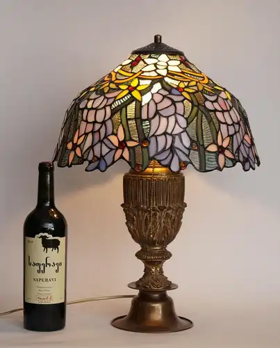 Jugendstil Tiffany Lampe "RAIN FORREST" Schreibtischlampe Sammler Leuchte Unikat