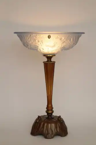 Art Deco Lampe Design Tischleuchte "ROSE BOWL" Messinglampe Unikat Leuchte