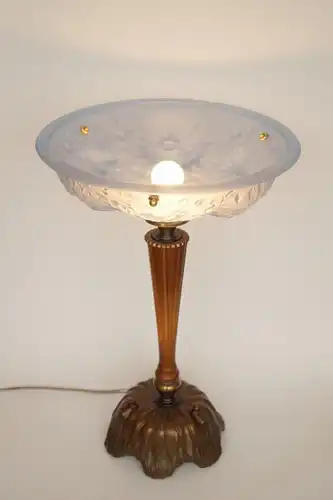 Art Deco Lampe Design Tischleuchte "ROSE BOWL" Messinglampe Unikat Leuchte