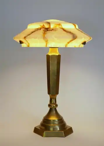 Art Deco Design Lampe Bankerleuchte "OAKLAND" Schreibtischleuchte Messinglampe