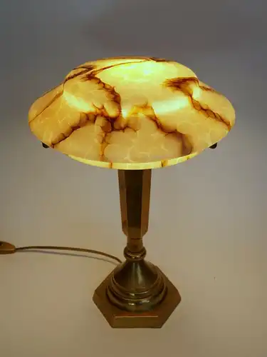 Art Deco Design Lampe Bankerleuchte "OAKLAND" Schreibtischleuchte Messinglampe