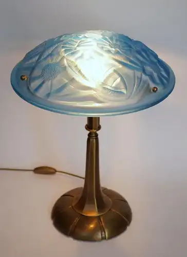 Art Deco Lampe Tischleuchte "ANEMONE" Sammlerstück Degue Messinglampe