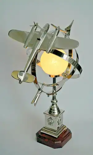 Design Lampe Art Déco Tischlampe "LINDY LINDBERGH" Chrom Sammlerstück Lampe