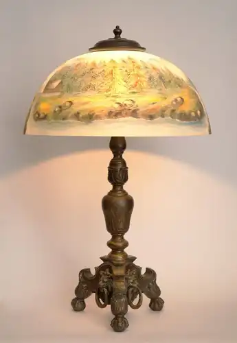 Jugendstil Lampe Tischleuchte "BAVARIA BLUE" Bronze Unikat Leuchte