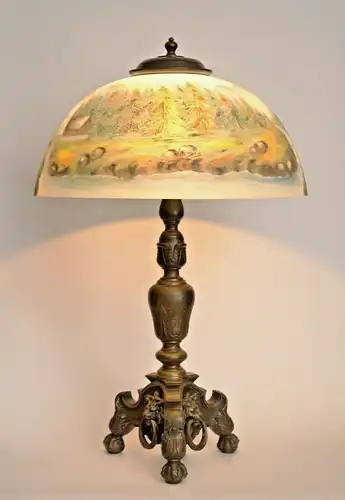 Jugendstil Lampe Tischleuchte "BAVARIA BLUE" Bronze Unikat Leuchte