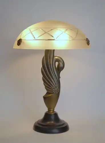 Art Deco Lampe Tischleuchte "SWAN LIGHT" Messinglampe Unikat Leuchte