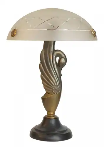 Art Deco Lampe Tischleuchte "SWAN LIGHT" Messinglampe Unikat Leuchte