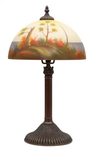 Jugendstil Lampe Tischleuchte "GOLDEN FORREST" Tischlampe handgemalt Leuchte