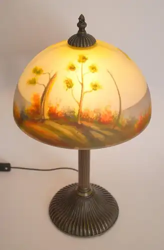 Jugendstil Lampe Tischleuchte "GOLDEN FORREST" Tischlampe handgemalt Leuchte