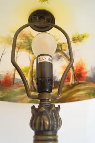 Jugendstil Lampe Tischleuchte "GOLDEN FORREST" Tischlampe handgemalt Leuchte