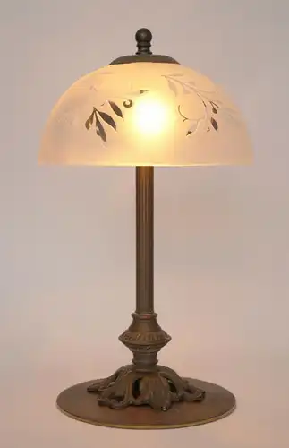 Jugendstil Lampe Tischlampe Messinglampe "SILVER FLOWERS" Schreibtischlampe