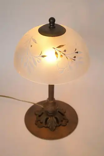 Jugendstil Lampe Tischlampe Messinglampe "SILVER FLOWERS" Schreibtischlampe