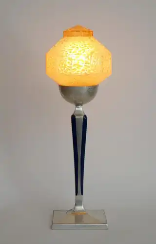Art Deco Lampe Tischlampe "BLUE LINE" Einzelstück Tischleuchte Unikat