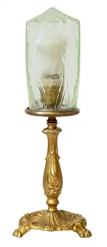 Wunderschöne zierliche Jugendstil Tischleuchte seltenes orig. Glas Messinglampe