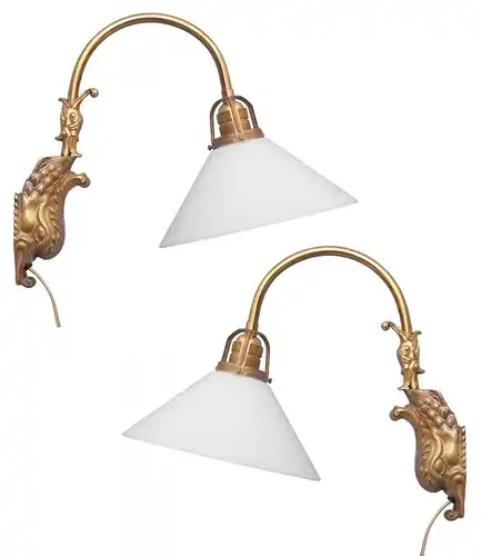 Jugendstil Lampe Messing Wandlampe Karpfen "GOLDEN KOI" 2 Stk. verfügbar Leuchte