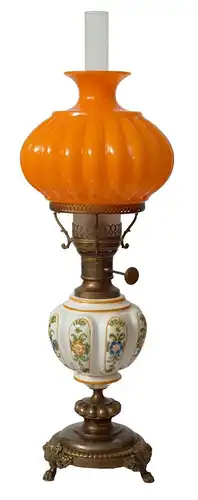 Jugendstil Lampe Petroleumlampe Majolika Tischlampe 65 cm hoch Leuchte