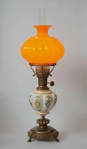 Jugendstil Lampe Petroleumlampe Majolika Tischlampe 65 cm hoch Leuchte