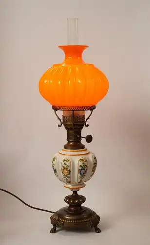 Jugendstil Lampe Petroleumlampe Majolika Tischlampe 65 cm hoch Leuchte