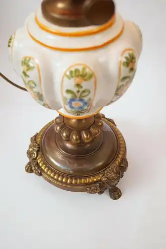 Jugendstil Lampe Petroleumlampe Majolika Tischlampe 65 cm hoch Leuchte