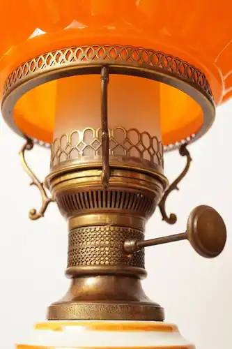 Jugendstil Lampe Petroleumlampe Majolika Tischlampe 65 cm hoch Leuchte