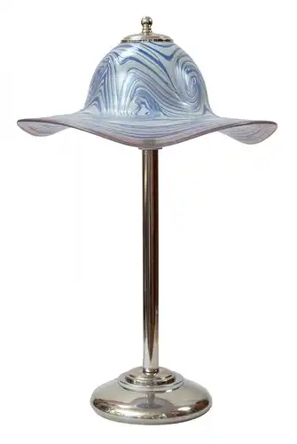 Design Lampe Tischleuchte Chrom Art Deco mundgeblasen Unikat Lampe