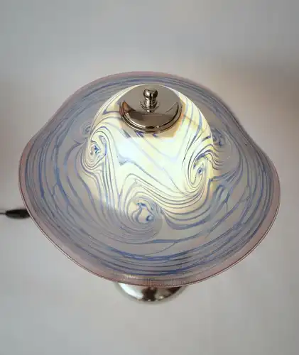 Design Lampe Tischleuchte Chrom Art Deco mundgeblasen Unikat Lampe