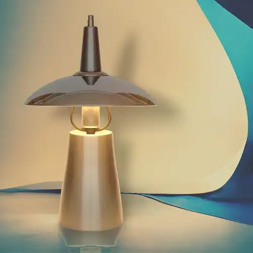 Design Lampe Tischleuchte "KOPERNIKUS" Chrom Tischleuchte Messing Sammlerstück
