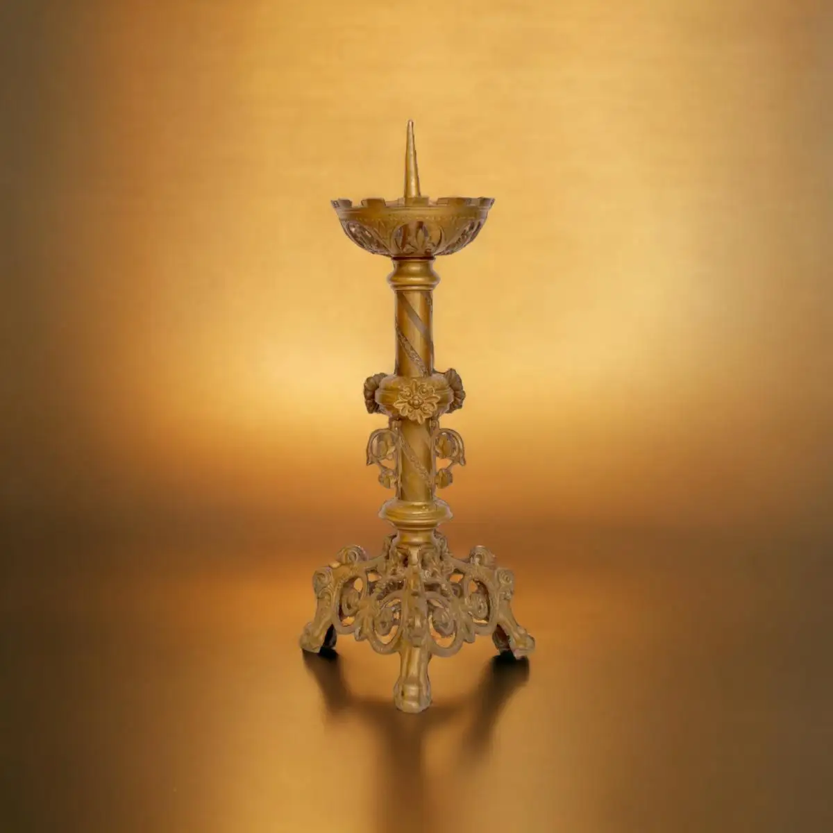 Antiker Kerzenleuchter sakral Kirchenleuchten Kirche Messing Bronze 1860 11