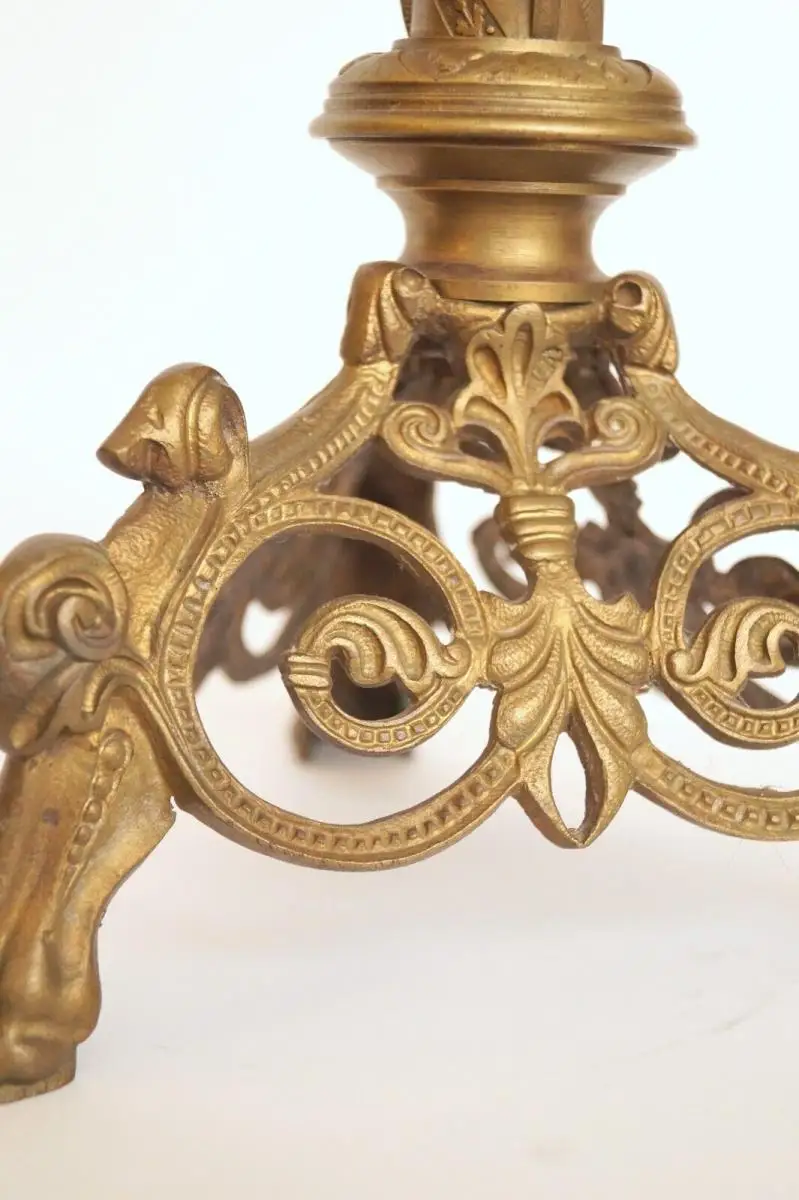 Antiker Kerzenleuchter sakral Kirchenleuchten Kirche Messing Bronze 1860 3