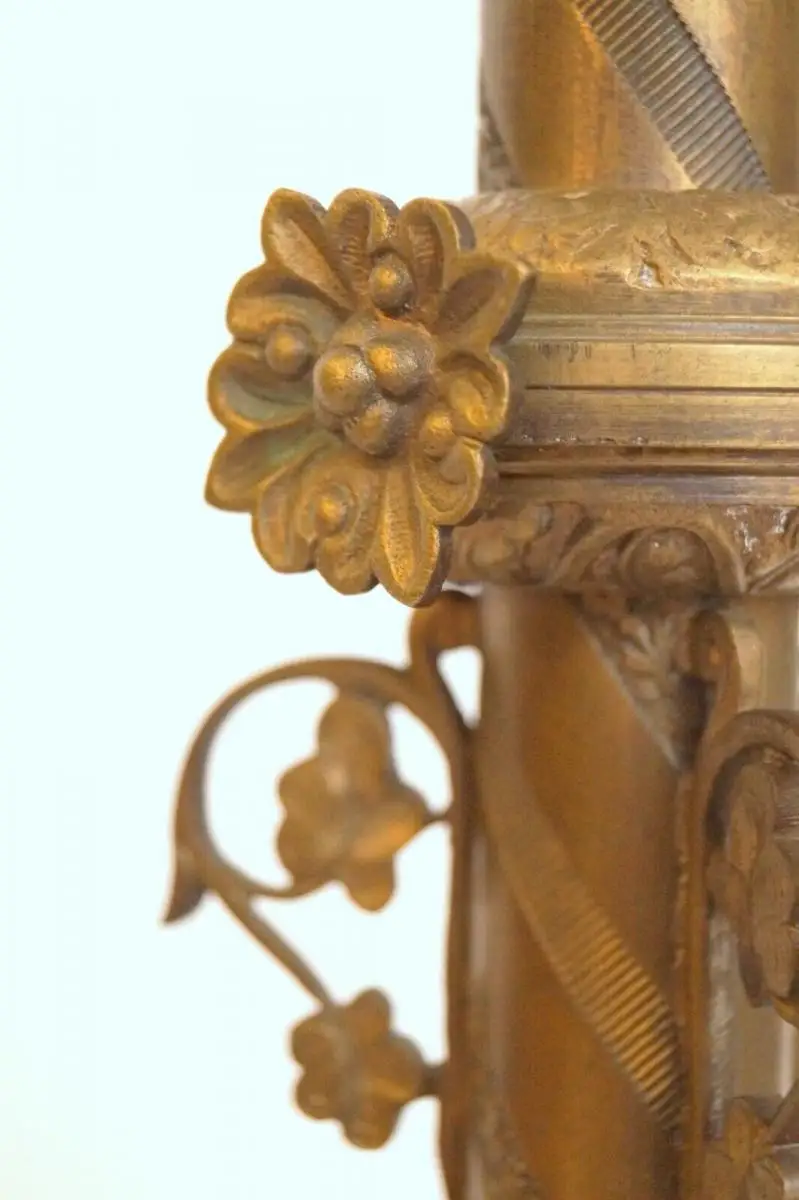 Antiker Kerzenleuchter sakral Kirchenleuchten Kirche Messing Bronze 1860 4