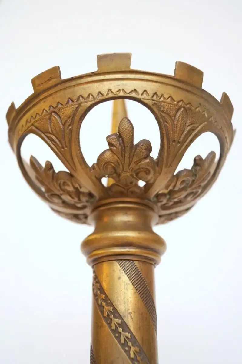 Antiker Kerzenleuchter sakral Kirchenleuchten Kirche Messing Bronze 1860 5