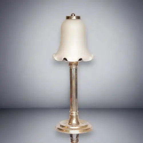 Lampe Jugendstil Shabby Chic versilbert Tischlampe weiß