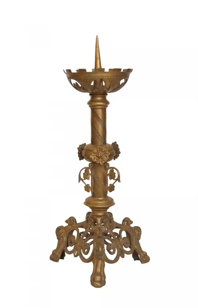 Antiker Kerzenleuchter sakral Kirchenleuchten Kirche Messing Bronze 1860 0