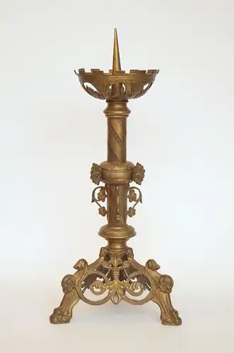 Antiker Kerzenleuchter sakral Kirchenleuchten Kirche Messing Bronze 1860