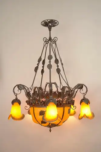 Lampe de style Art Nouveau Lustre Lumières de plafond Pate de Verte Luchter Fer forgé