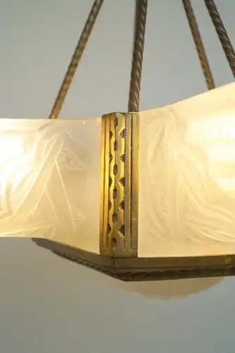 ART DECO Kronleuchter Lüster Deckenlampe 1920 restauriert Atelier Petitot Sabino