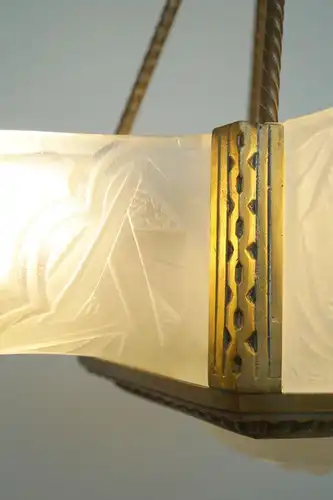 ART DECO Kronleuchter Lüster Deckenlampe 1920 restauriert Atelier Petitot Sabino