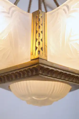 ART DECO Lustre Lampe plafond Lumières restaurée en 1920 Atelier Petitot Sabino