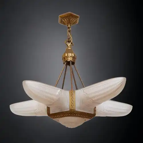 ART DECO Kronleuchter Lüster Deckenlampe 1920 restauriert Atelier Petitot Sabino